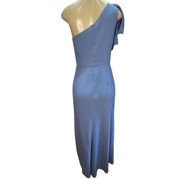 After Six Bow One-Shoulder Trumpet Gown style 6769 size 8 in larkspur. NWOT - Picture 3 of 8